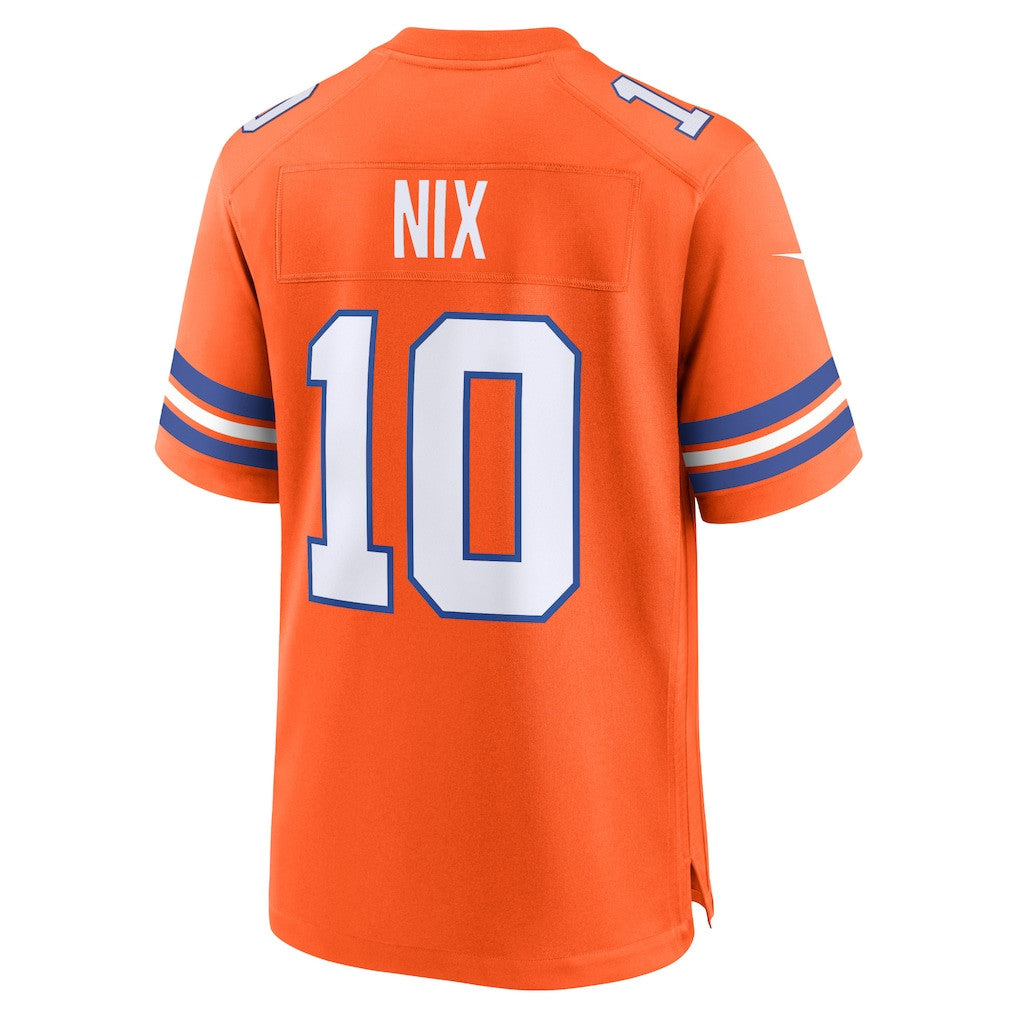 Bo Nix 10 Denver Broncos Mile High Collection 1977 Throwback Player Game Men Jersey - Orange