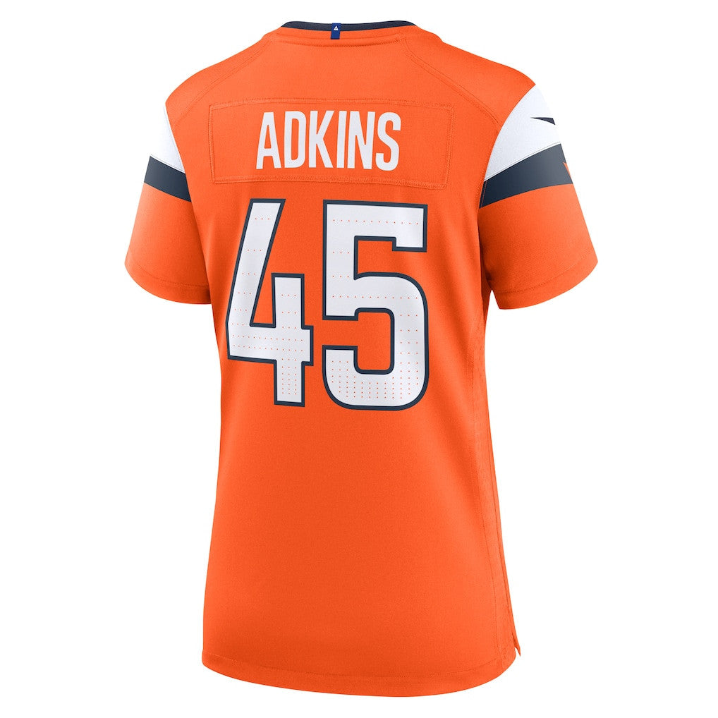 Nate Adkins 45 Denver Broncos Women's Team Game Jersey - Orange