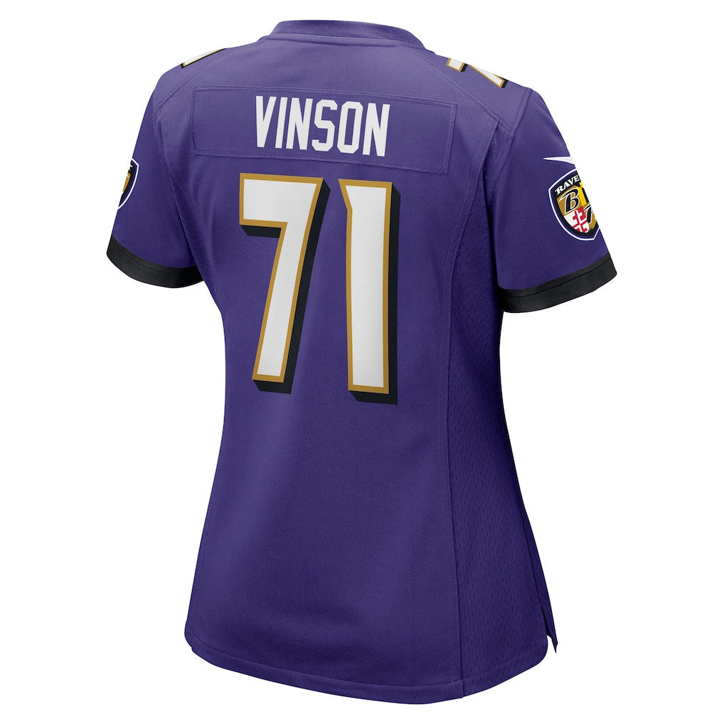 Carson Vinson 71 Baltimore Ravens Women's Team Game Jersey - Purple
