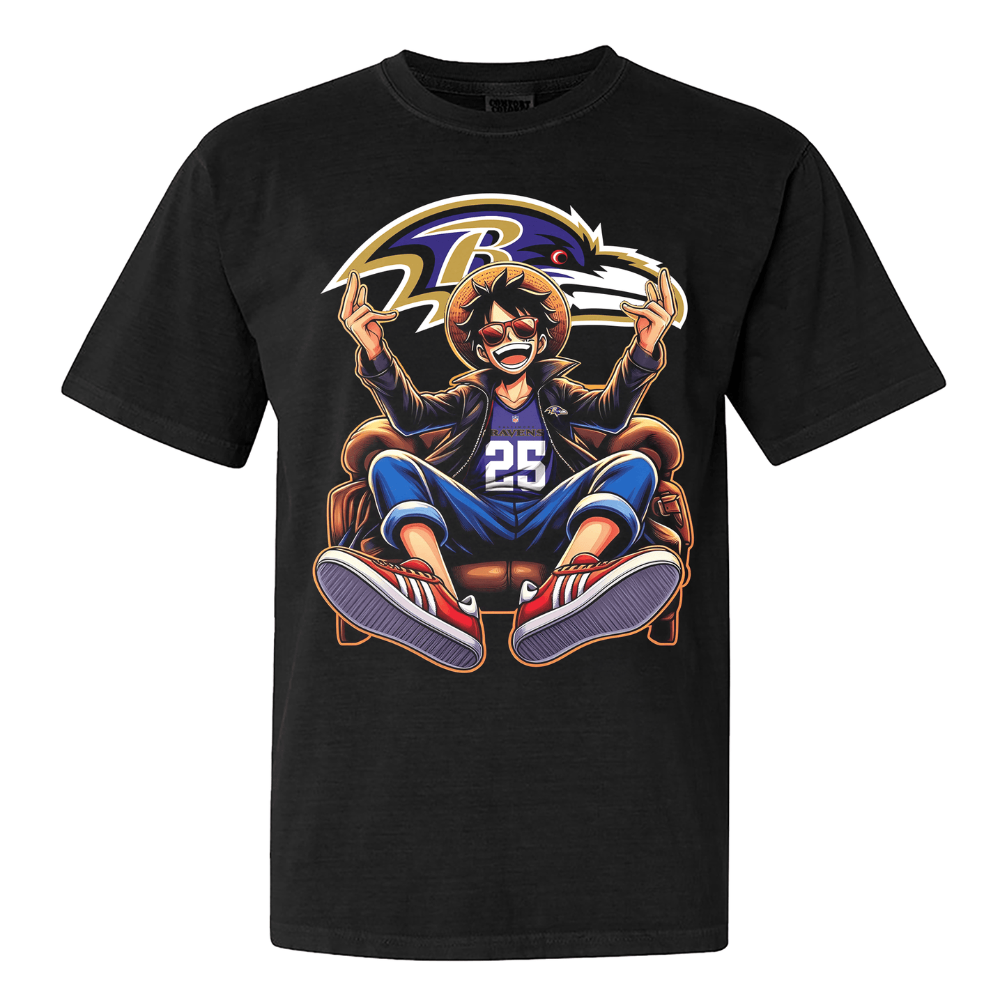 Baltimore Ravens Luffy T-shirt - Black
