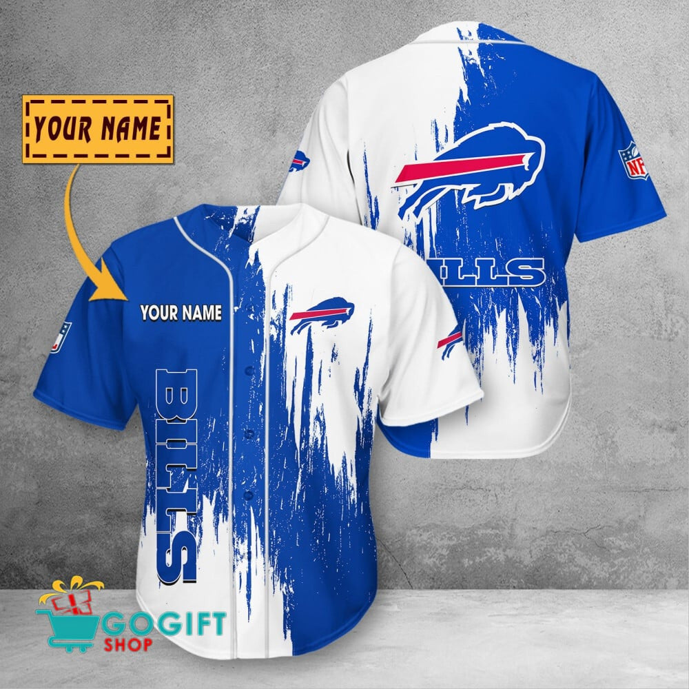 Buffalo Bills Custom Name Scratched Color 3D Baseball Jersey