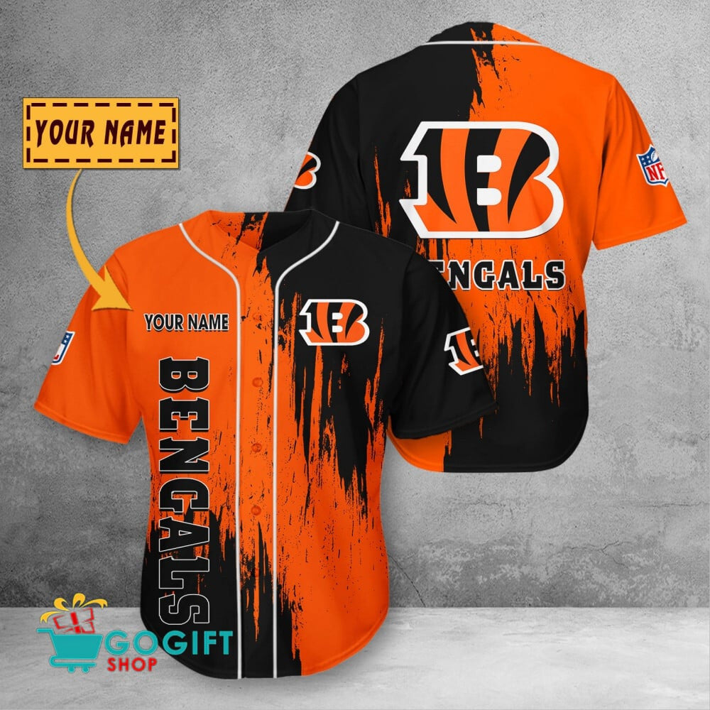 Cincinnati Bengals Custom Name Scratched Color 3D Baseball Jersey