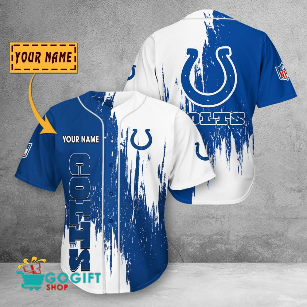 Indianapolis Colts Custom Name Scratched Color 3D Baseball Jersey