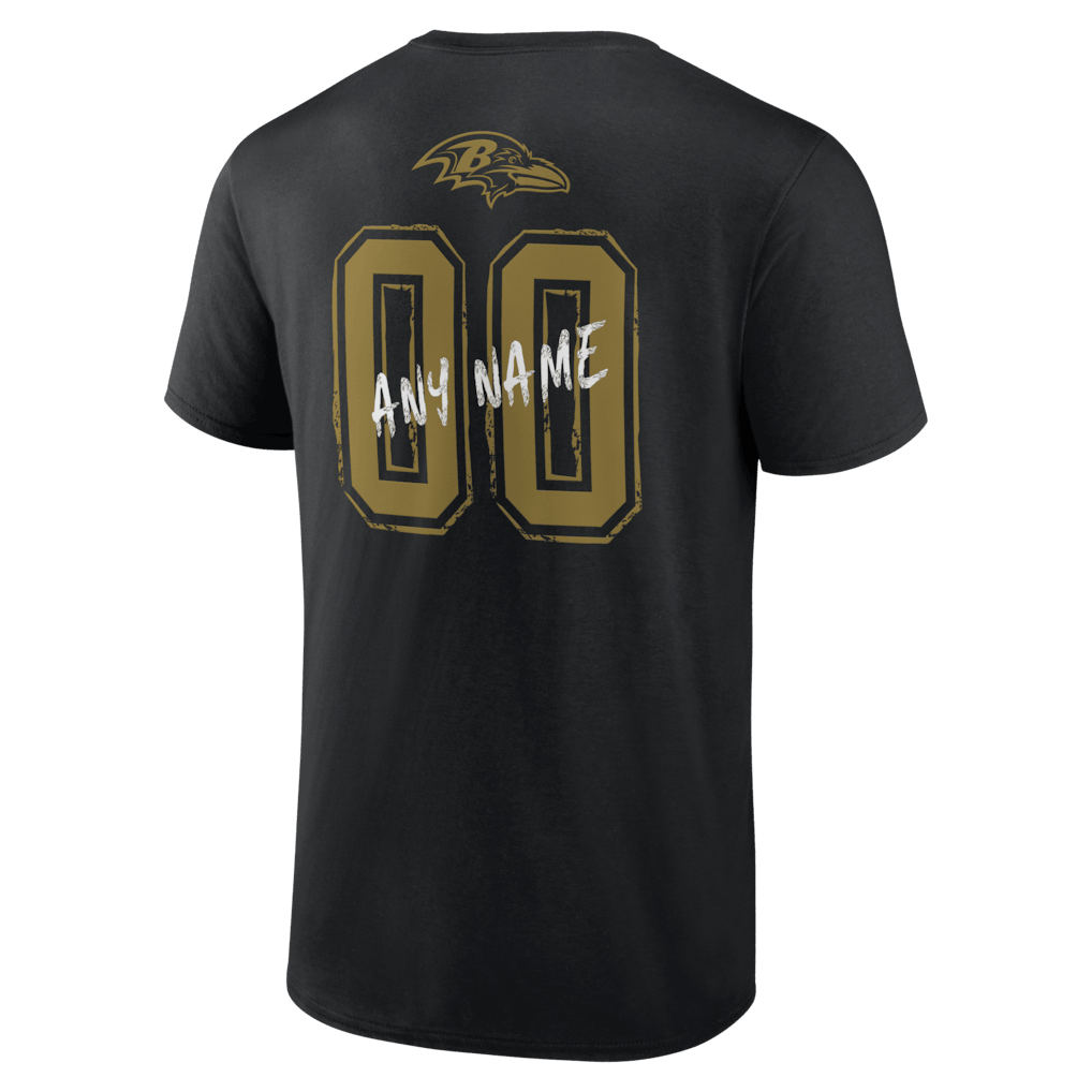 Baltimore Ravens Hustle Custom Name & Number T-Shirt - Black