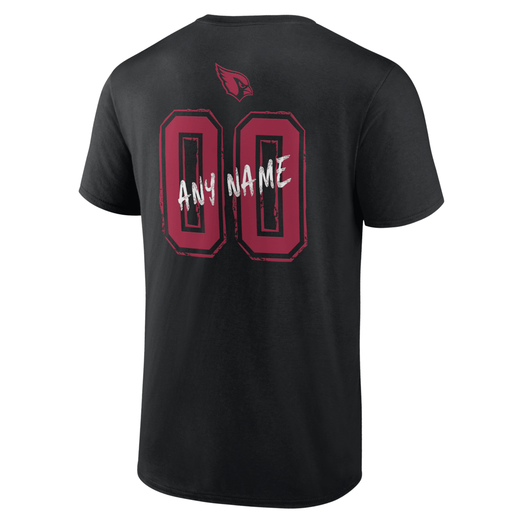 Arizona Cardinals Hustle Custom Name & Number T-Shirt - Black