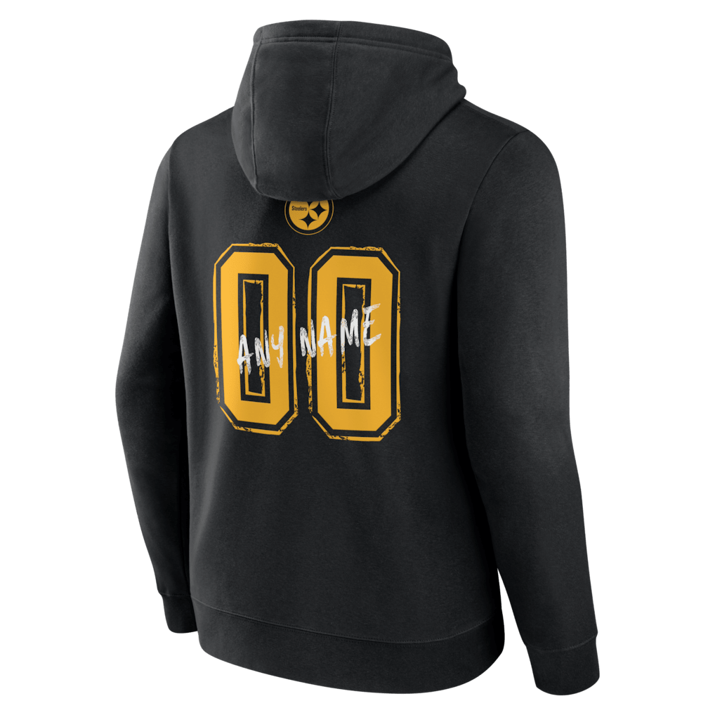 Pittsburgh Steelers Hustle Custom Name & Number Hoodie - Black
