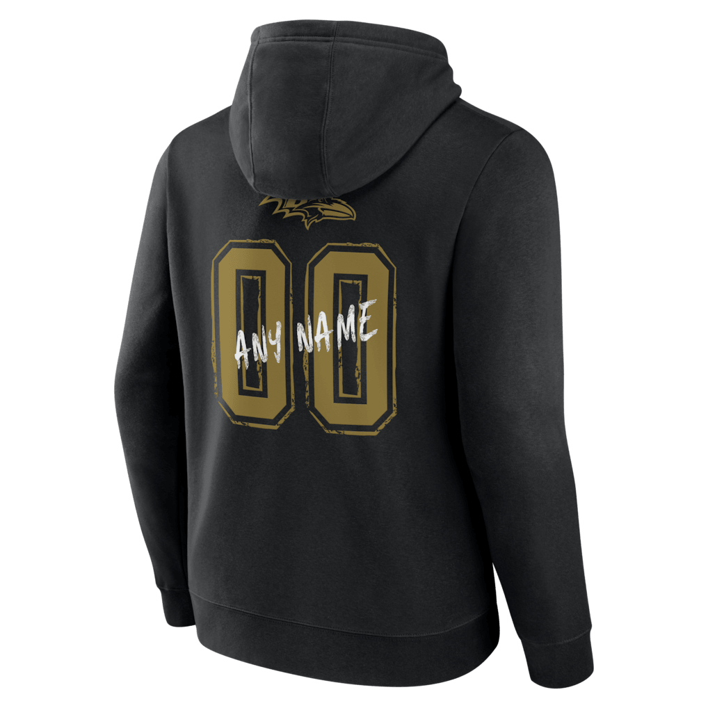 Baltimore Ravens Hustle Custom Name & Number Hoodie - Black