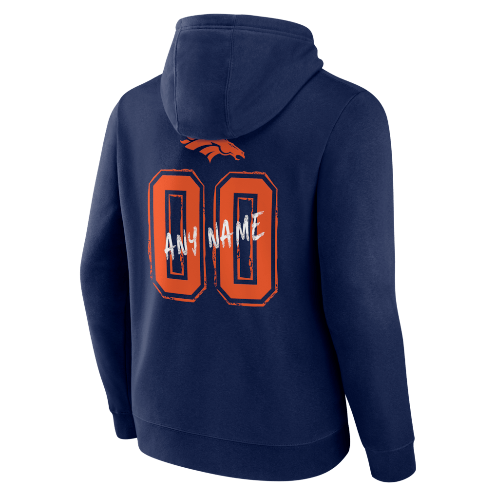 Denver Broncos Hustle Custom Name & Number Hoodie - Navy