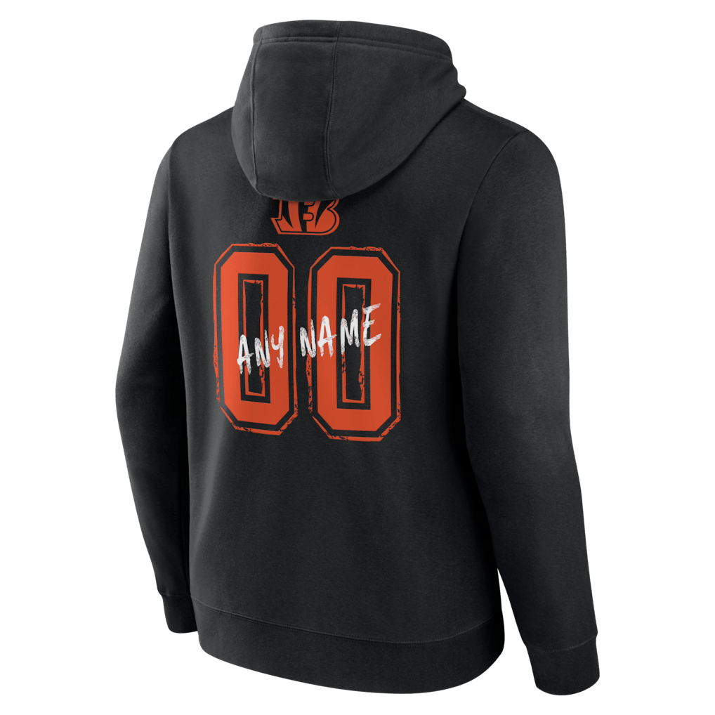 Cincinnati Bengals Hustle Custom Name & Number Hoodie - Black