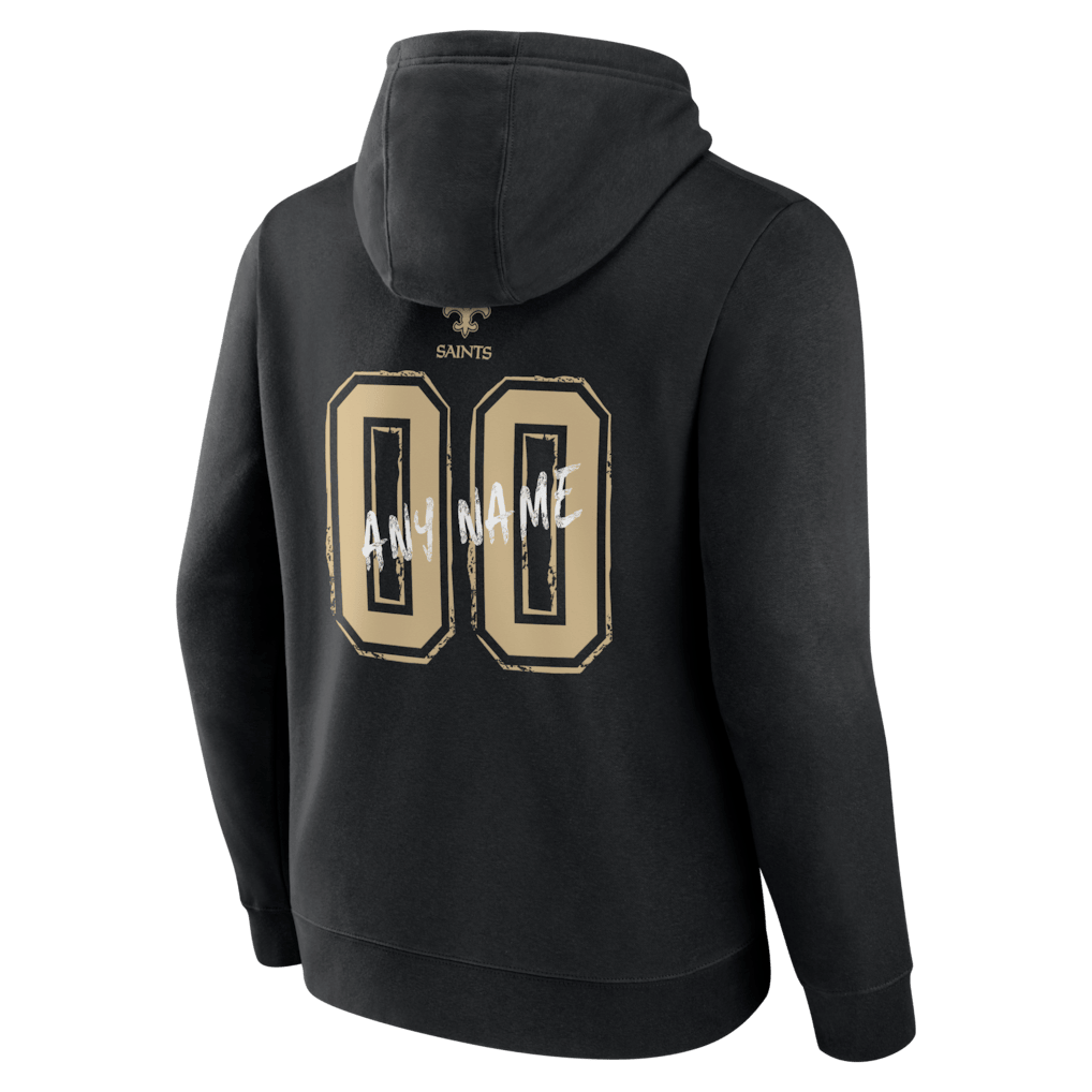 New Orleans Saints Hustle Custom Name & Number Hoodie - Black