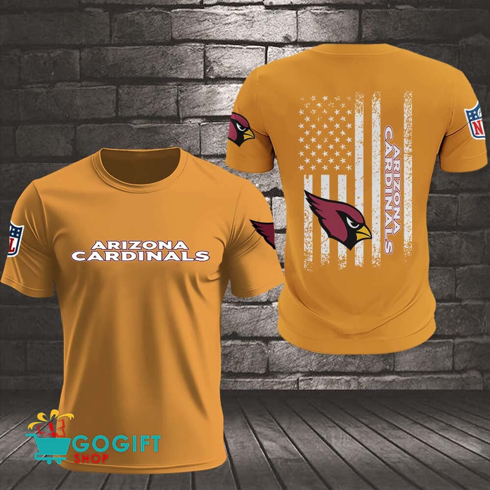Arizona Cardinals US Flag Vintage Style All Over Printed T-shirt
