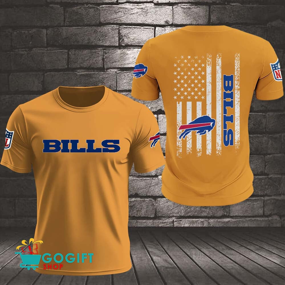 Buffalo Bills US Flag Vintage Style All Over Printed T-shirt