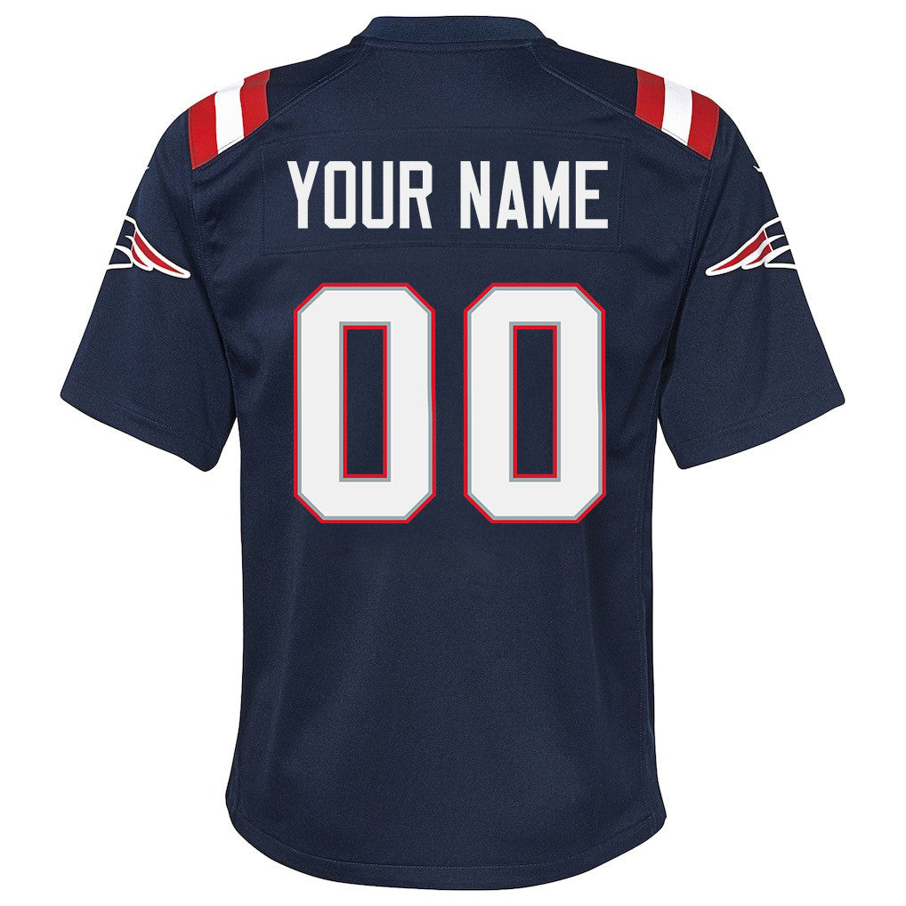 New England Patriots YOUTH 2026 Super Bowl LX Custom Game Jersey - Navy