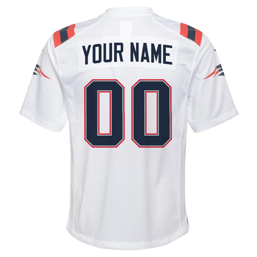 New England Patriots YOUTH 2026 Super Bowl LX Custom White Game Jersey