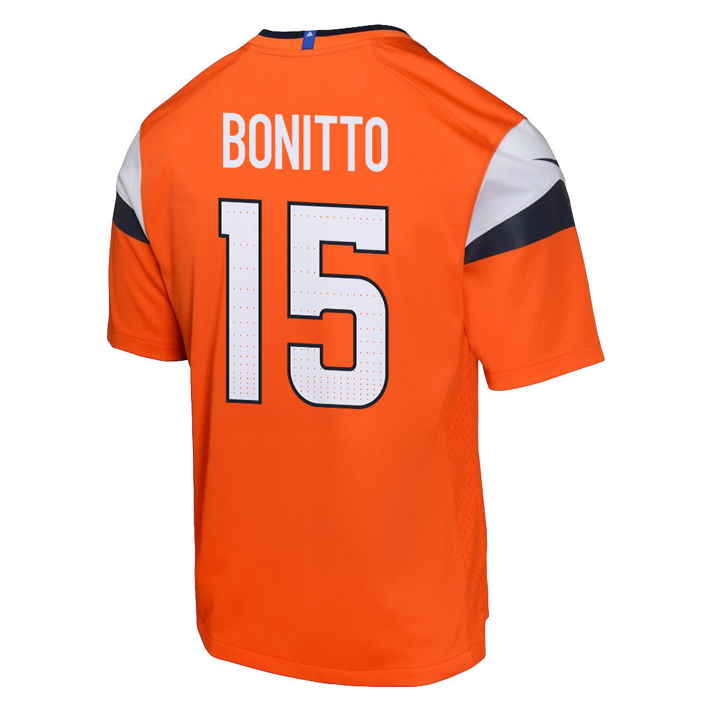 Nik Bonitto 15 Denver Broncos YOUTH - 2026 Super Bowl LX Orange Game Team Jersey