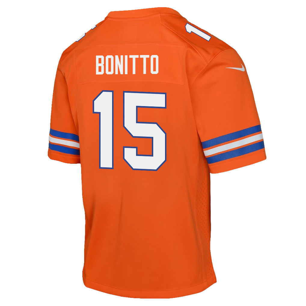 Nik Bonitto 15 Denver Broncos YOUTH 2026 Super Bowl LX - Orange Game Jersey