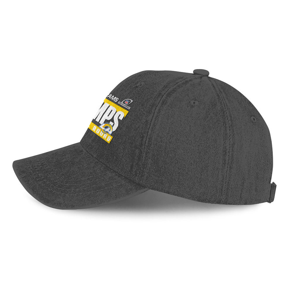 Los Angeles Rams Divisional Champs 25/26 Washed Cotton Cap – Printed Graphic - Dark Grey