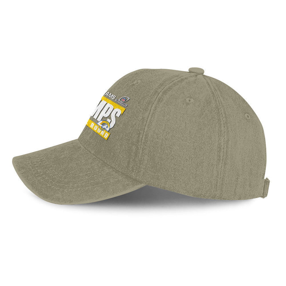 Los Angeles Rams Divisional Champs 25/26 Washed Cotton Cap – Printed Graphic - Olive Khaki