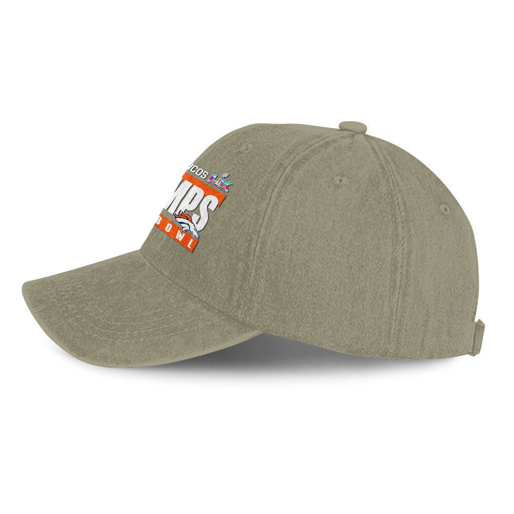 Denver Broncos Super Bowl LX Champs 25/26 Washed Cap – Printed Graphic - Olive Khaki