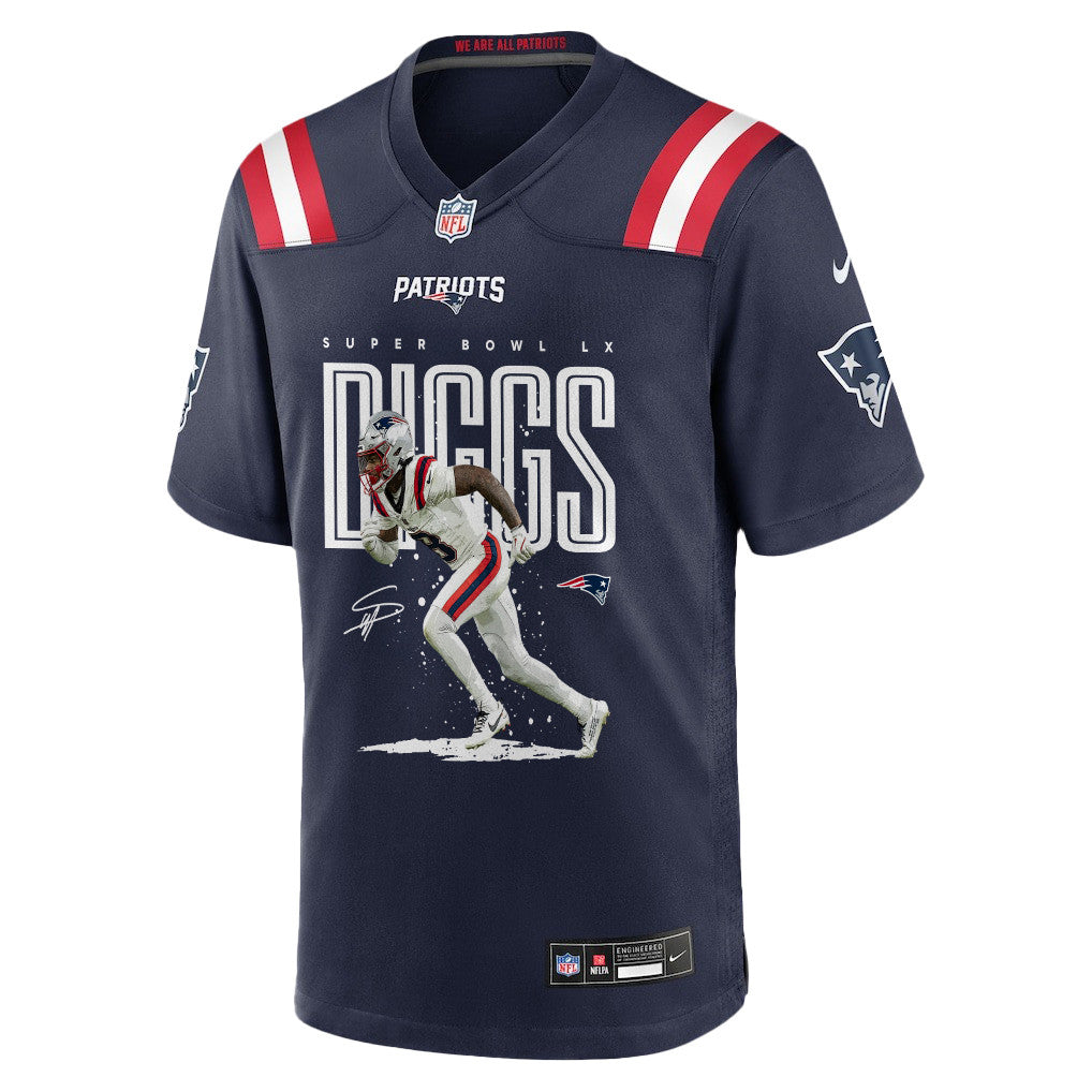 Stefon Diggs 8 New England Patriots Super Bowl LX Clutch Performer Men Jersey- Navy