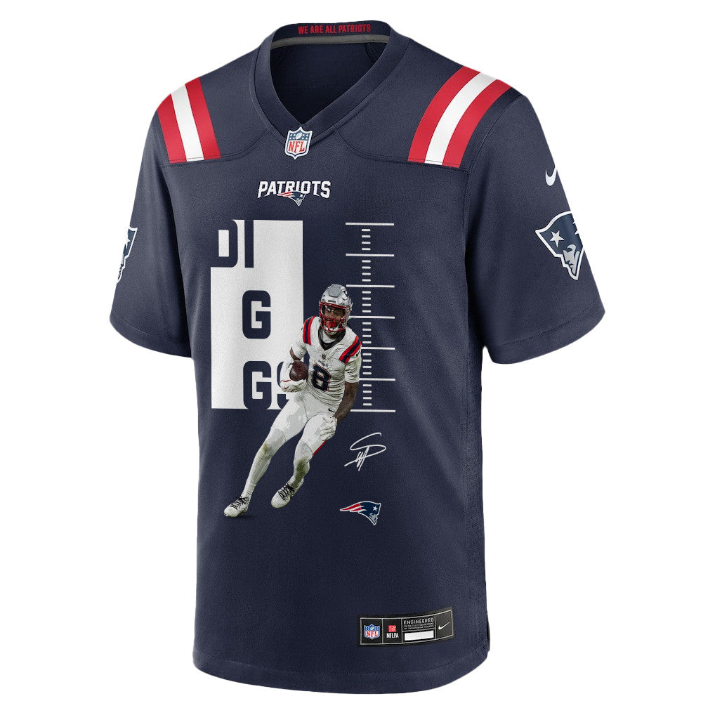 Stefon Diggs 8 New England Patriots Super Bowl LX Dynamic Receiver Men Jersey - Navy