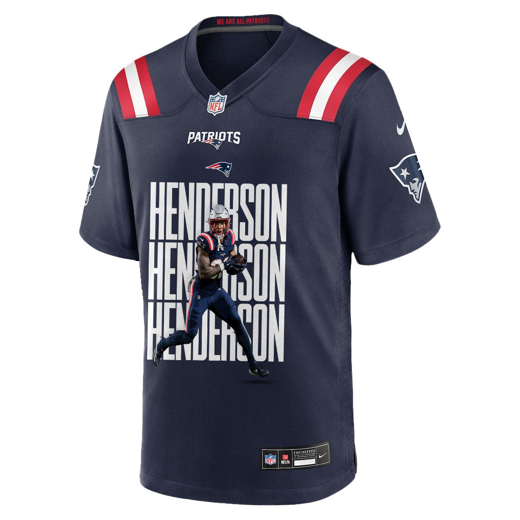 TreVeyon Henderson 32 New England Patriots Super Bowl LX Championship Legacy Men Jersey – Navy