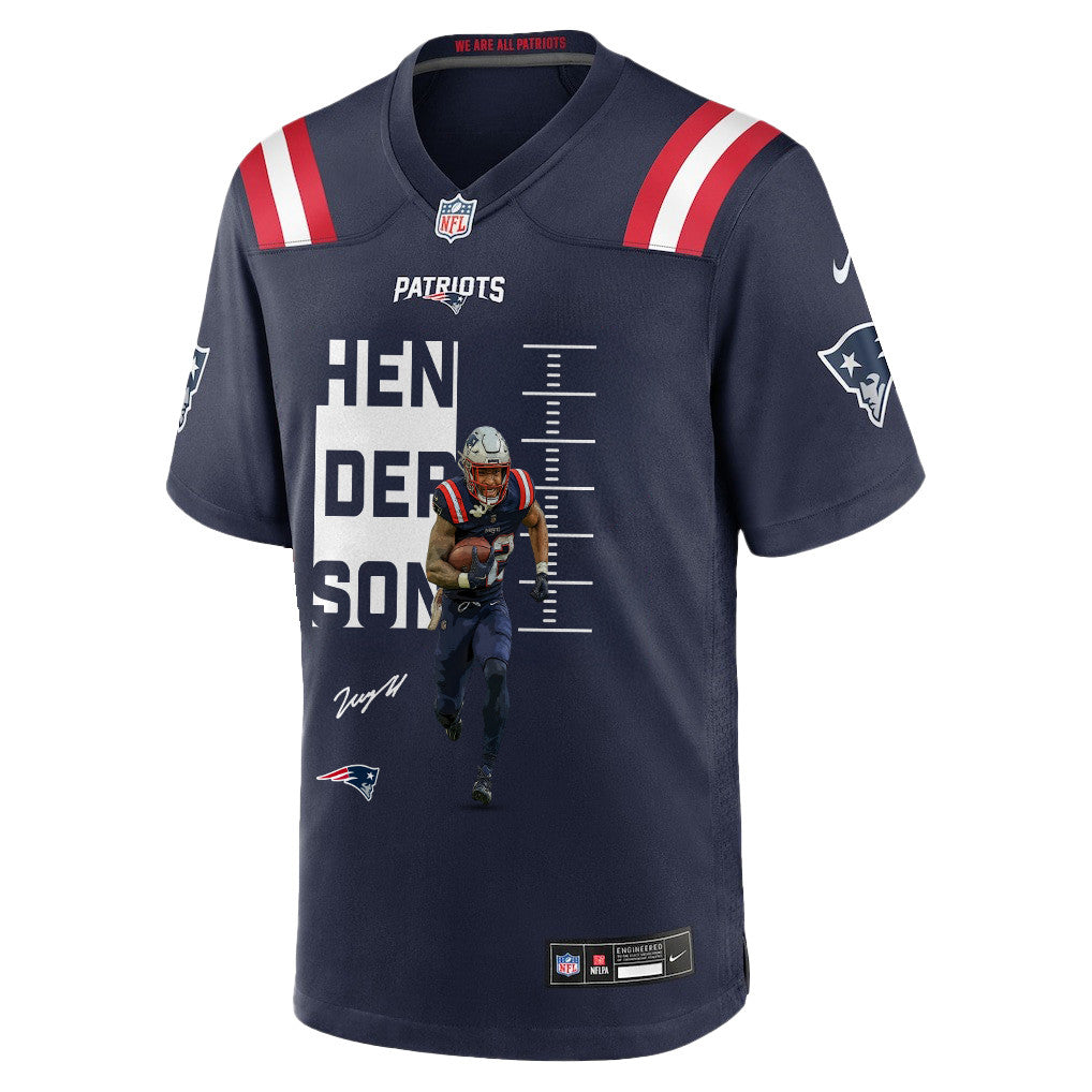 TreVeyon Henderson 32 New England Patriots Super Bowl LX Must-Have Champion Men Jersey – Navy