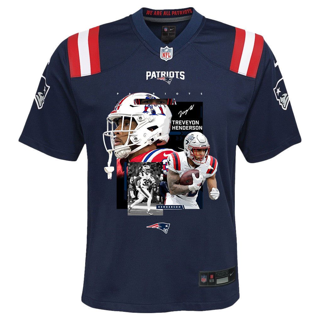 TreVeyon Henderson 32 New England Patriots Super Bowl LX Must-Have Champion Men Jersey – Navy