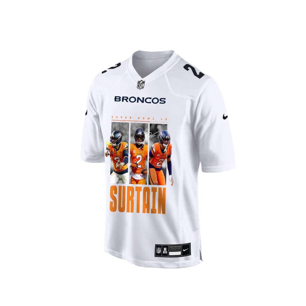 Pat Surtain II 2 Denver Broncos Super Bowl LX Defensive Icon Men Jersey – White