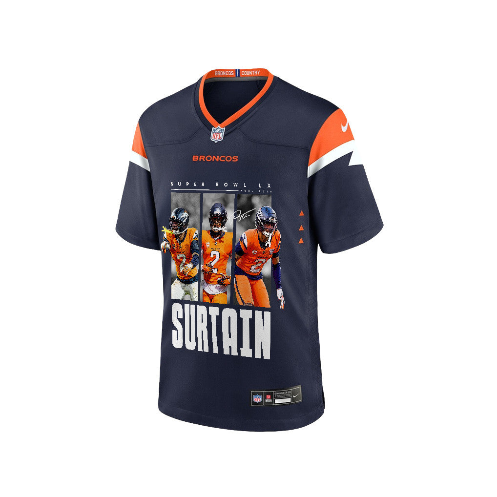 Pat Surtain II 2 Denver Broncos Super Bowl LX Defensive Icon Men Jersey – Navy