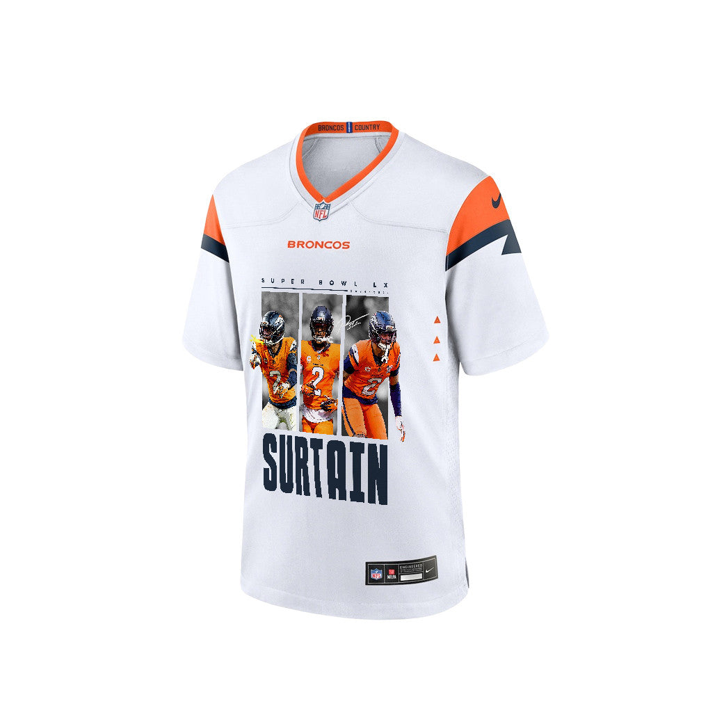 Pat Surtain II 2 Denver Broncos Super Bowl LX Defensive Icon Game Men Jersey – White