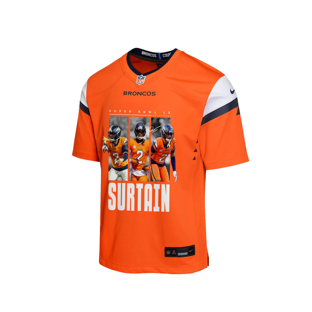 Pat Surtain II 2 Denver Broncos Super Bowl LX Defensive Icon Game YOUTH Jersey – Orange