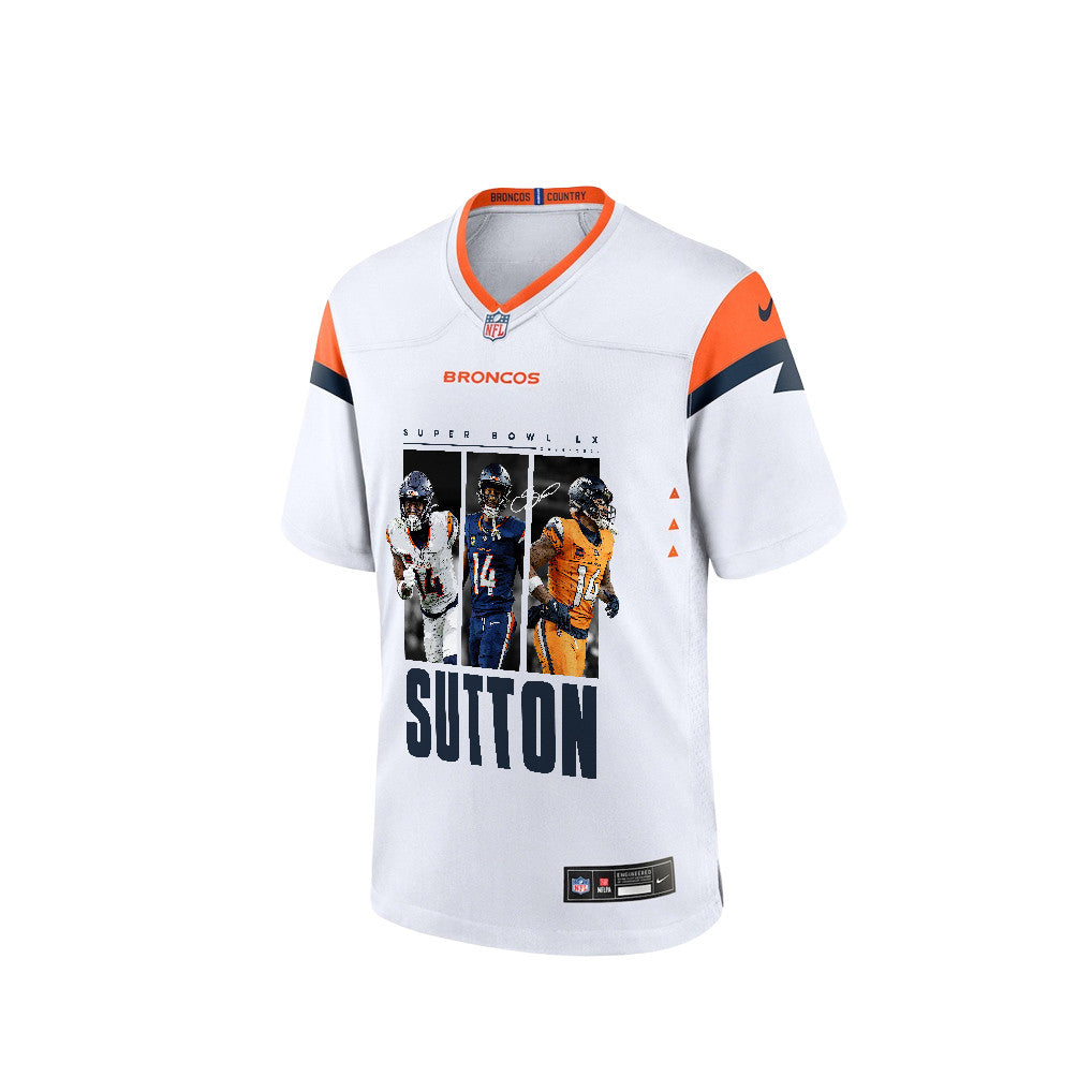 Courtland Sutton 14 Denver Broncos Super Bowl LX Fan-Favorite Icon Men Game Jersey – White
