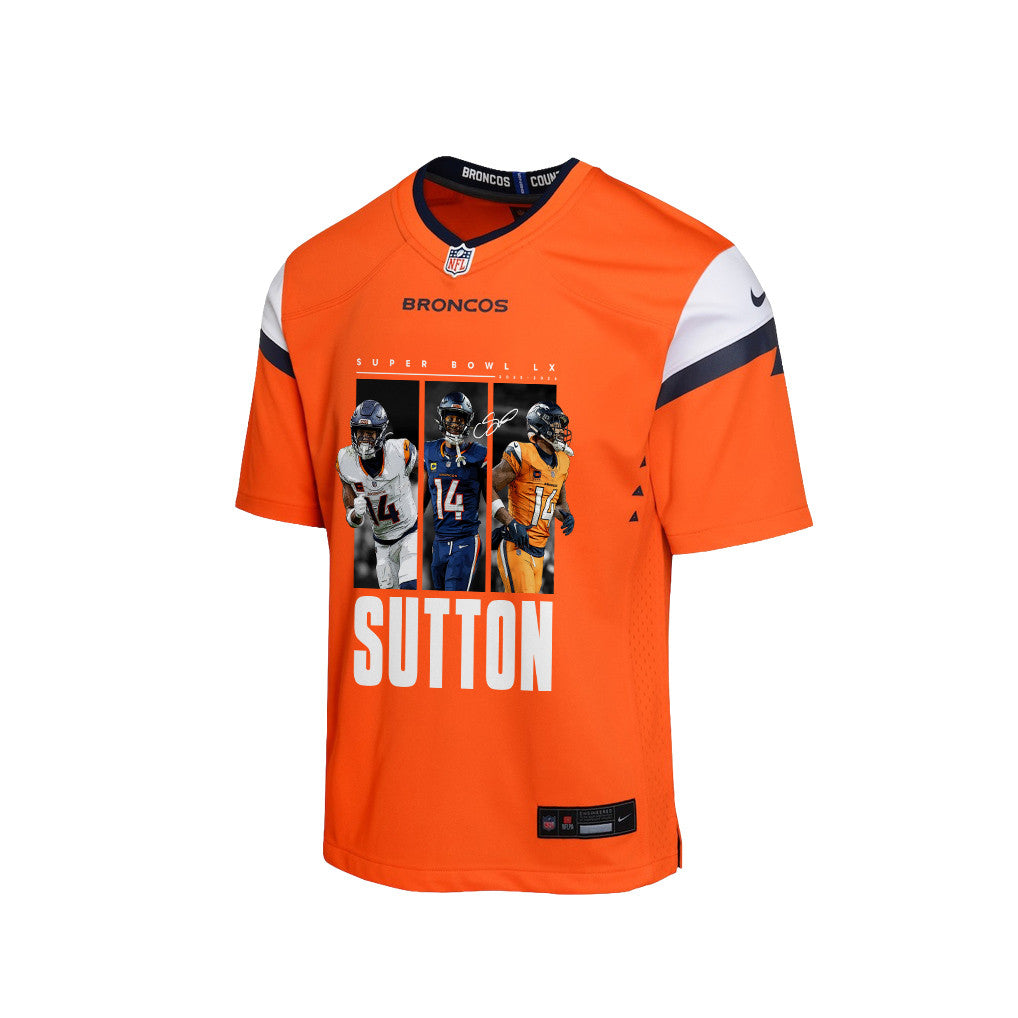 Courtland Sutton 14 Denver Broncos Super Bowl LX Offensive Powerhouse YOUTH Jersey – Orange