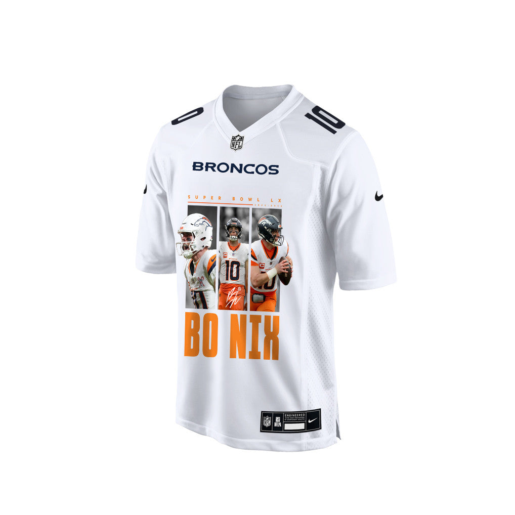 Bo Nix 10 Denver Broncos Super Bowl LX Game-Changing Leader Jersey – White