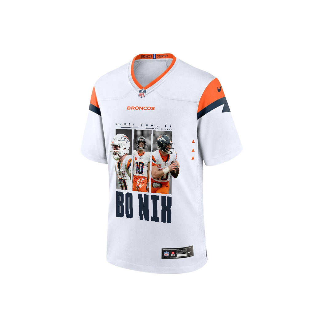 Bo Nix 10 Denver Broncos Super Bowl LX Game-Changing Leader Game Jersey – White