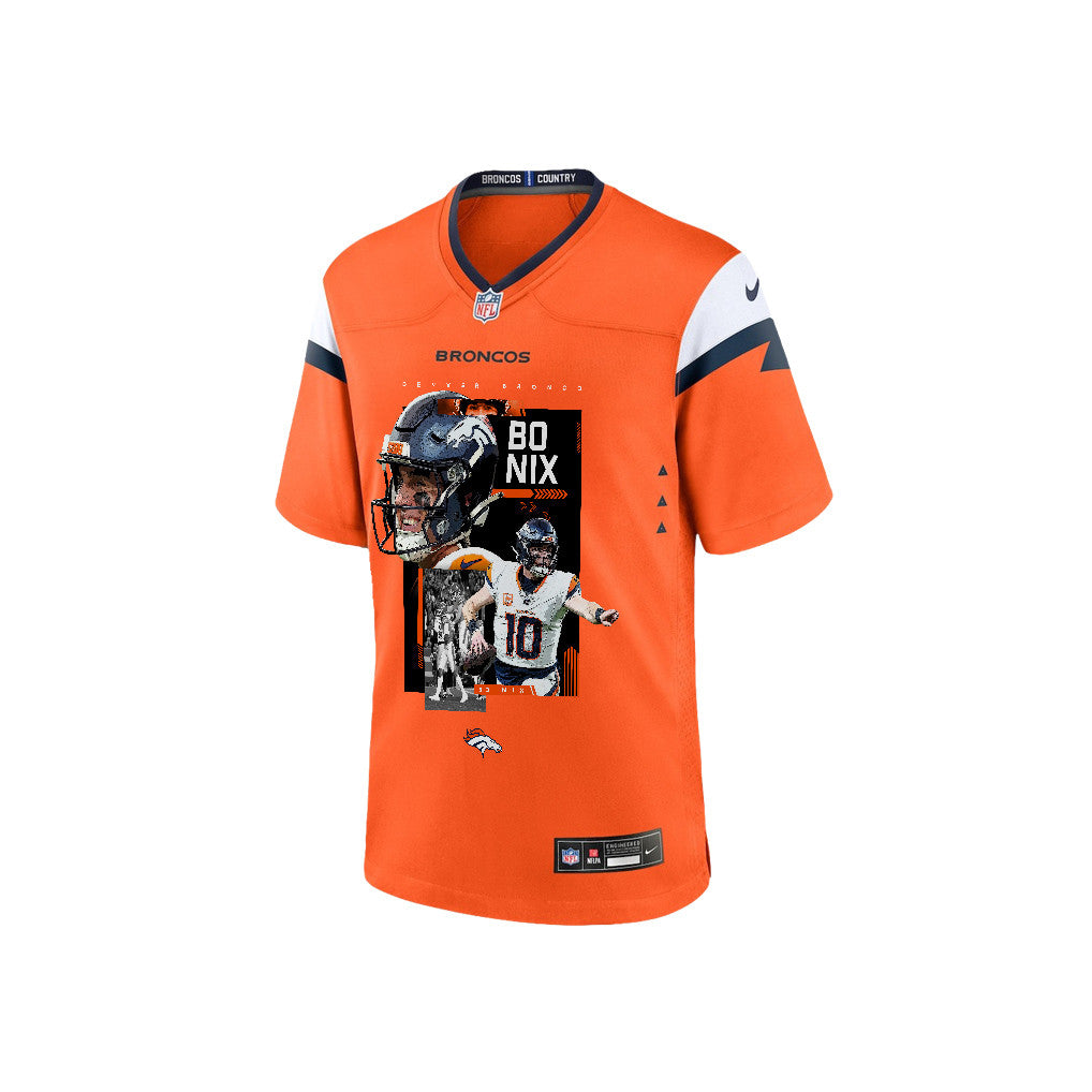 Bo Nix 10 Denver Broncos Super Bowl LX Future of Denver Game Jersey – Orange