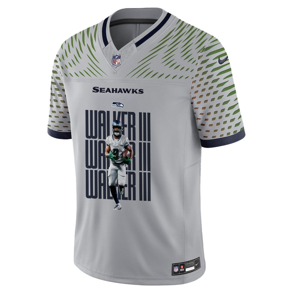 Kenneth Walker III 9 Seattle Seahawks Super Bowl LX Power & Precision Jersey – Grey