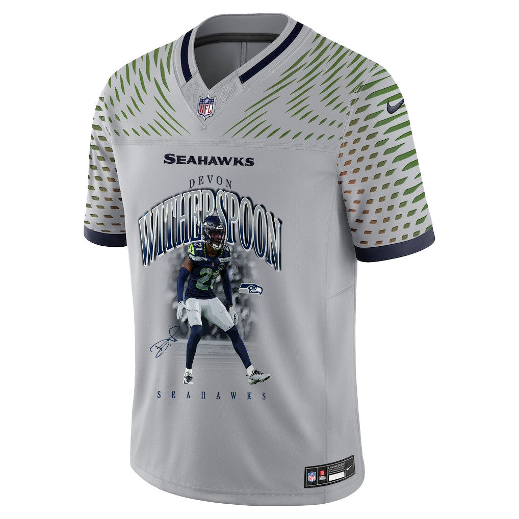 Devon Witherspoon 21 Seattle Seahawks Super Bowl LX Dynamic Ground Game Jersey – Grey