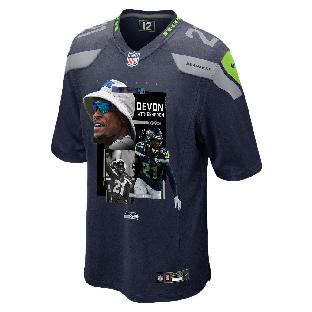 Devon Witherspoon 21 Seattle Seahawks Super Bowl LX Backfield Beast Jersey – Navy