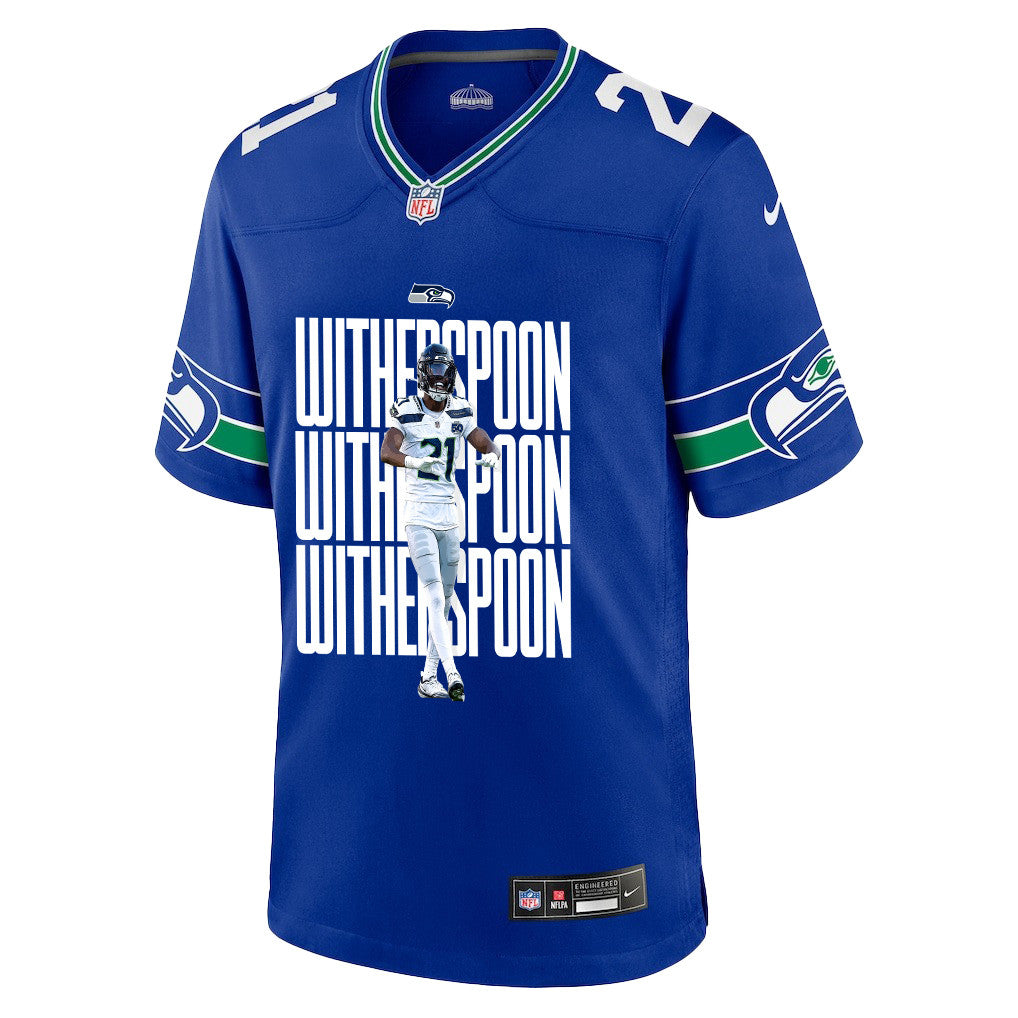 Devon Witherspoon 21 Seattle Seahawks Super Bowl LX Electric Run Threat Jersey – Royal Blue