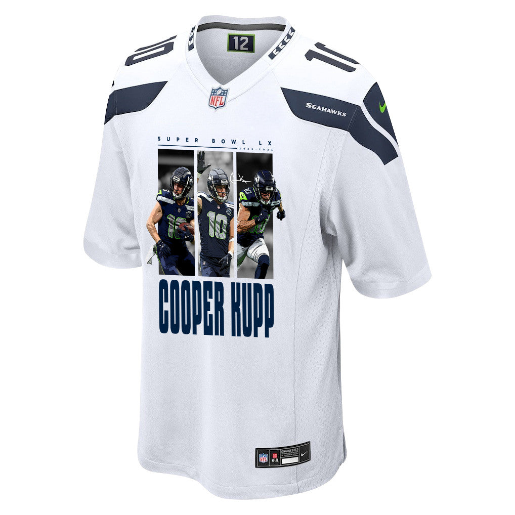 Cooper Kupp 10 Seattle Seahawks Super Bowl LX Electric Run Threat Jersey – White
