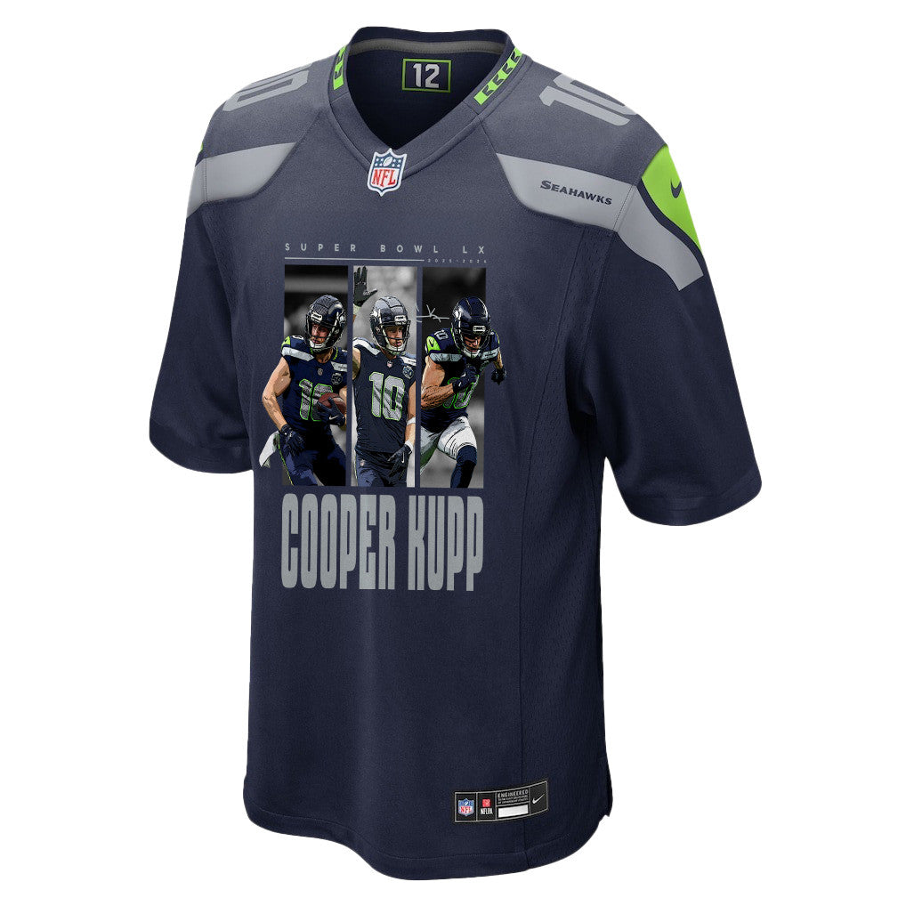 Cooper Kupp 10 Seattle Seahawks Super Bowl LX Electric Run Threat Jersey – Navy