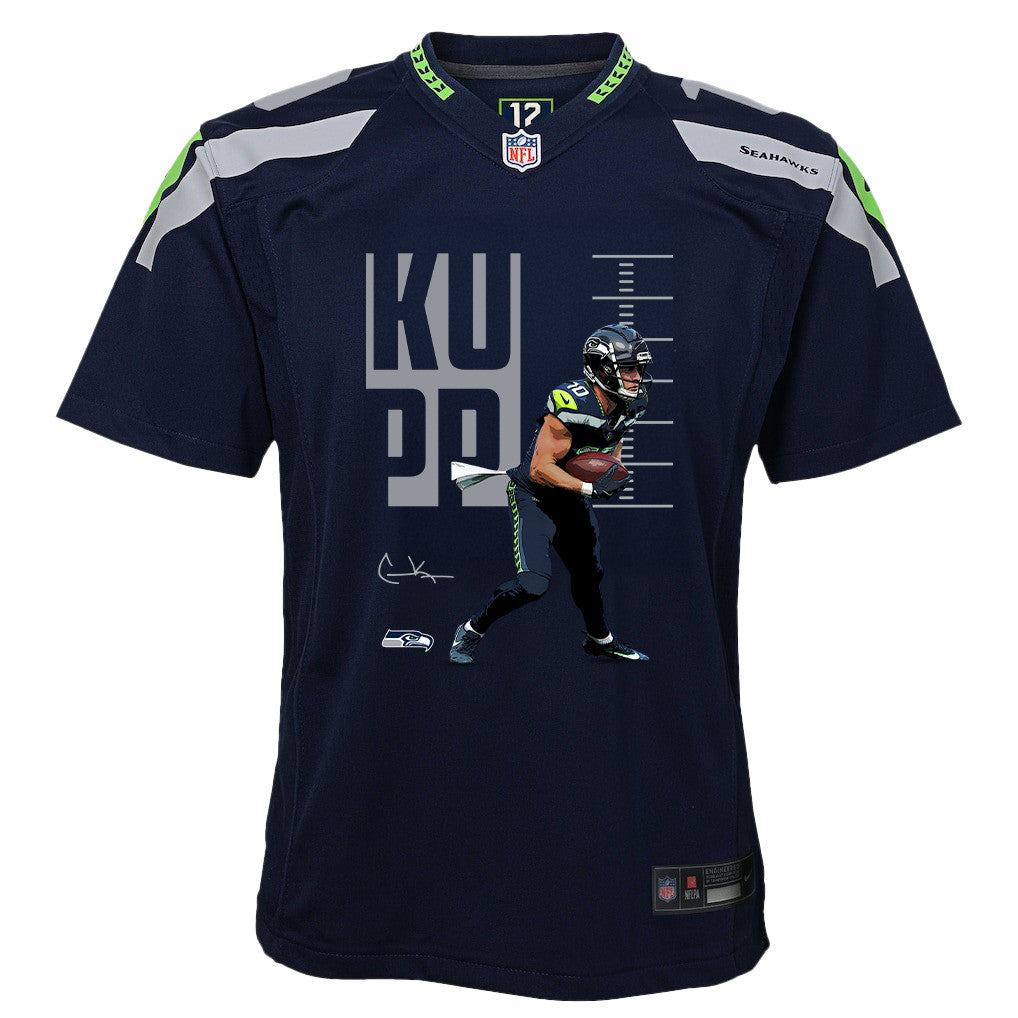 Cooper Kupp 10 Seattle Seahawks Super Bowl LX Game-Breaking Star YOUTH Game Jersey– Navy
