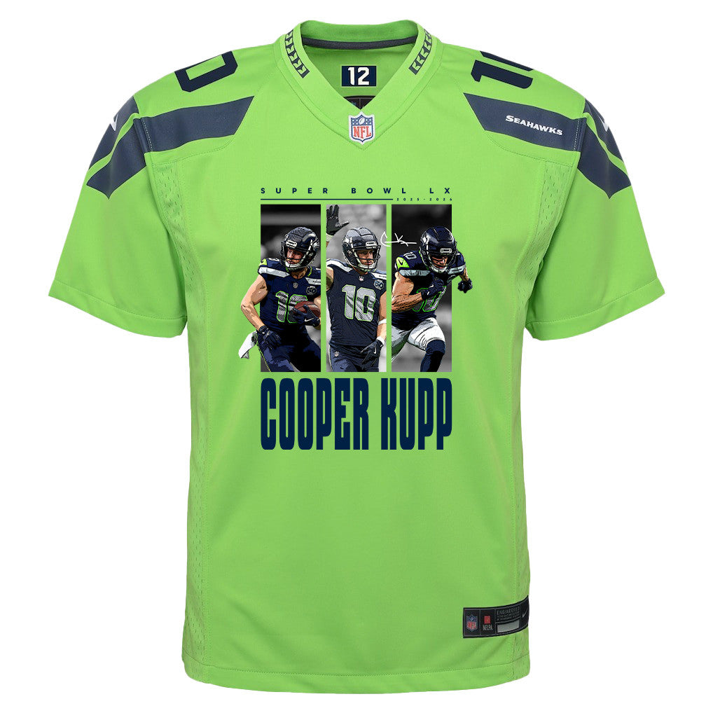 Cooper Kupp 10 Seattle Seahawks Super Bowl LX Championship-Ready YOUTH Game Jersey– Green