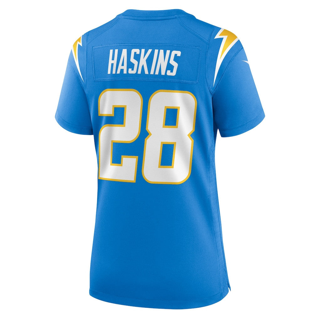 Hassan Haskins 28 Los Angeles Chargers Women's Team Game Jersey - Powder Blue