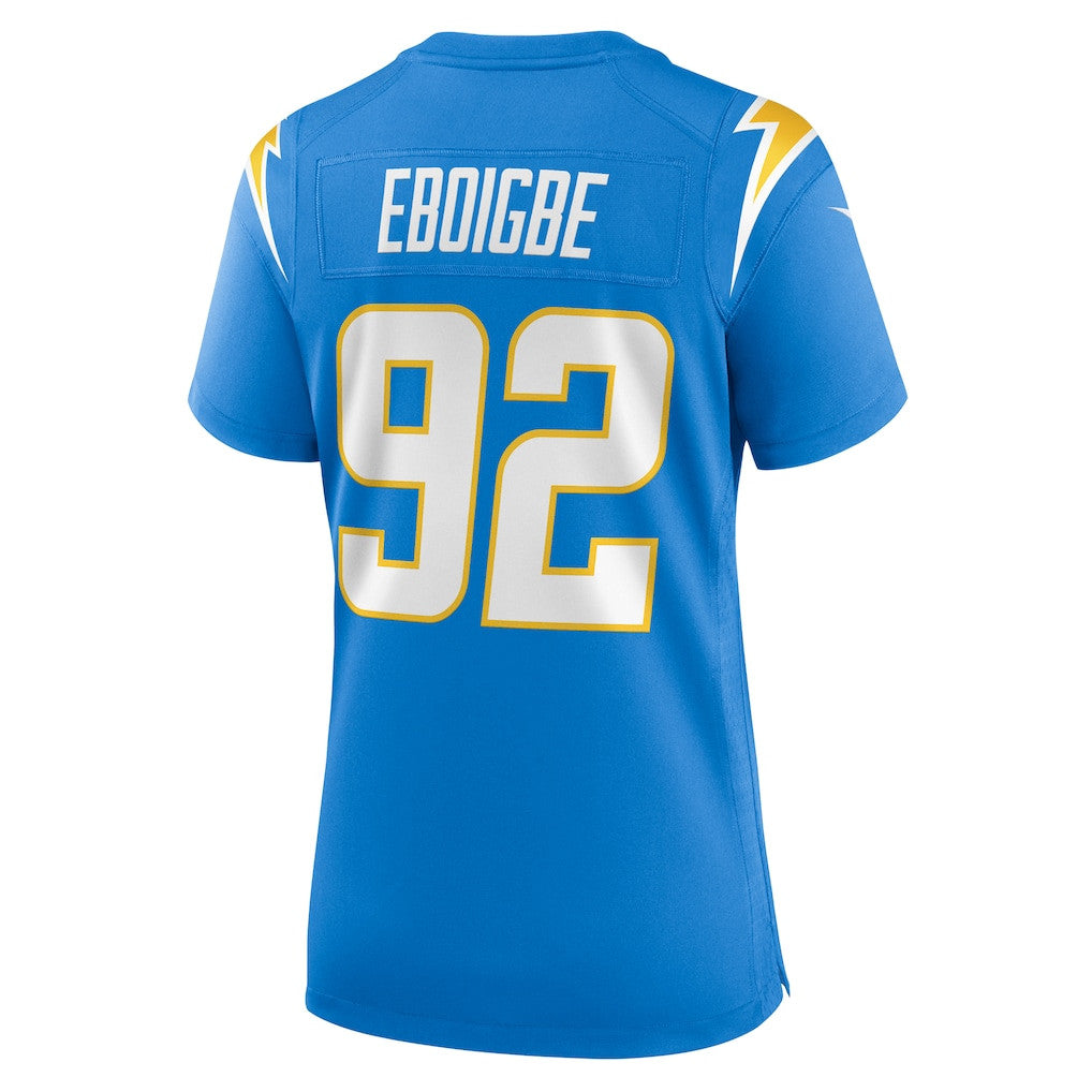 Justin Eboigbe 92 Los Angeles Chargers Women's Team Game Jersey - Powder Blue