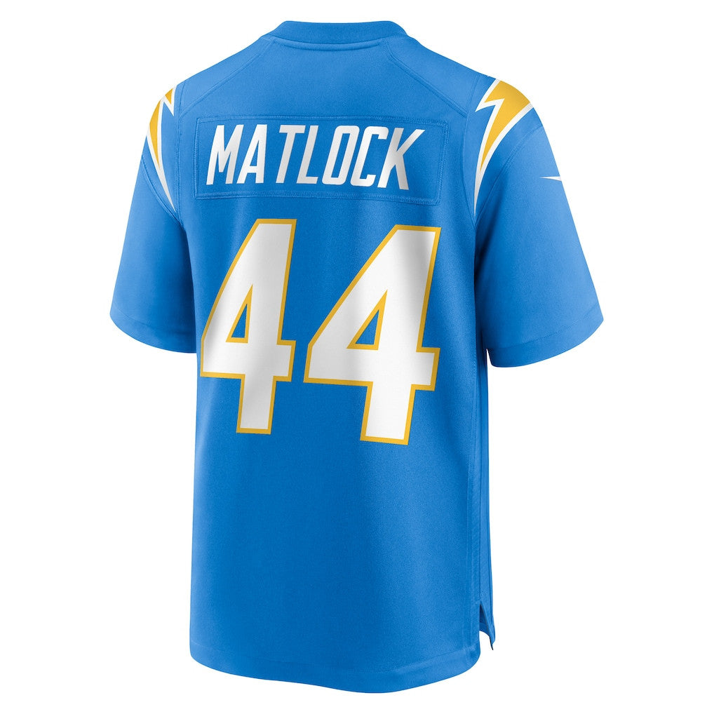 Scott Matlock 44 Los Angeles Chargers Team Game Men Jersey - Powder Blue