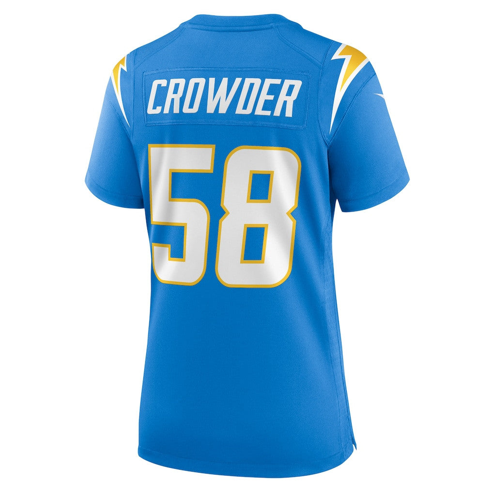 Tae Crowder 58 Los Angeles Chargers Women's Team Game Jersey - Powder Blue