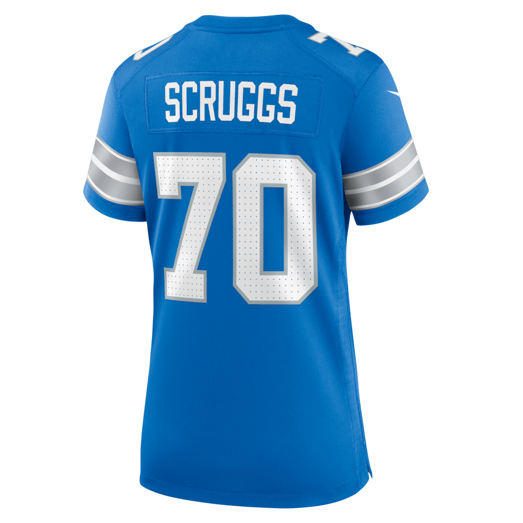 Juice Scruggs 70 Detroit Lions Women's Team Game Jersey - Blue